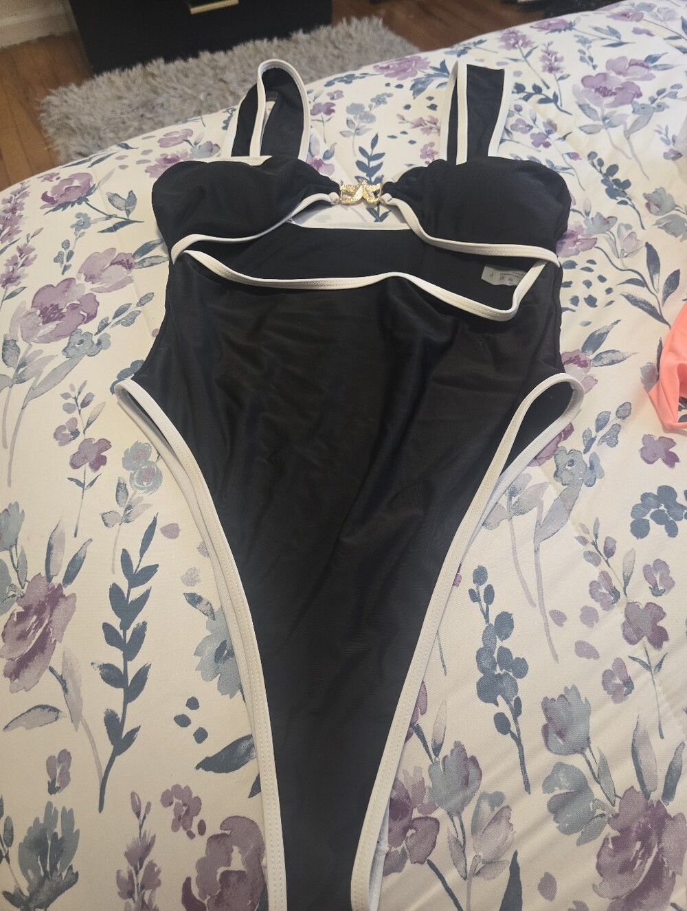Classic Black One-Piece Swimsuit with White Trim